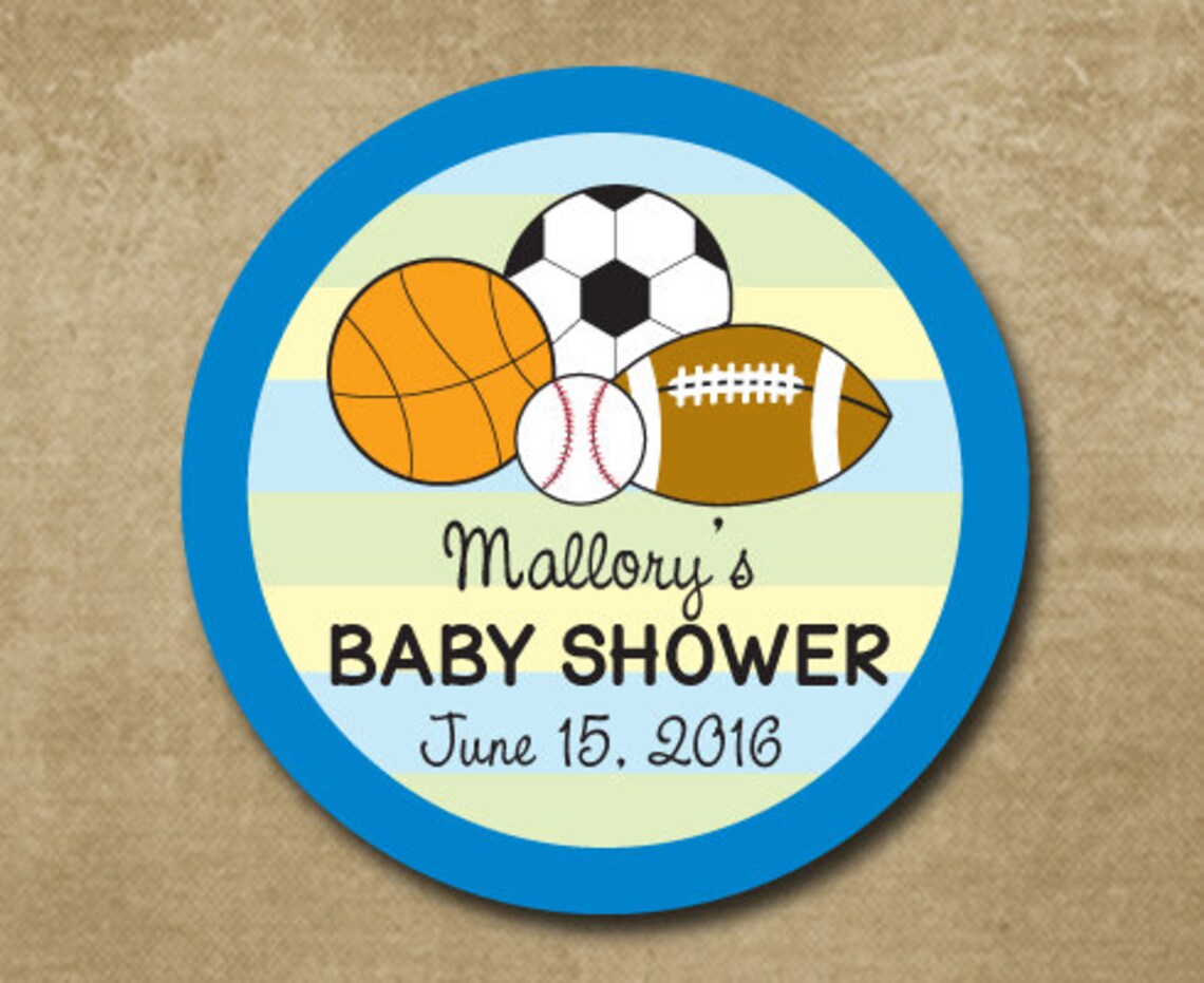 Sports Theme Baby Shower Favor Stickers Baby Shower Etsy