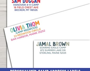 Camp Address Labels | Personalized Summer Camp Return Mailing Stickers for Kids | 42 Designs
