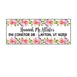 Custom Address Labels, Floral Return Address Labels, Mailing Stickers, Watercolor Rose Stickers