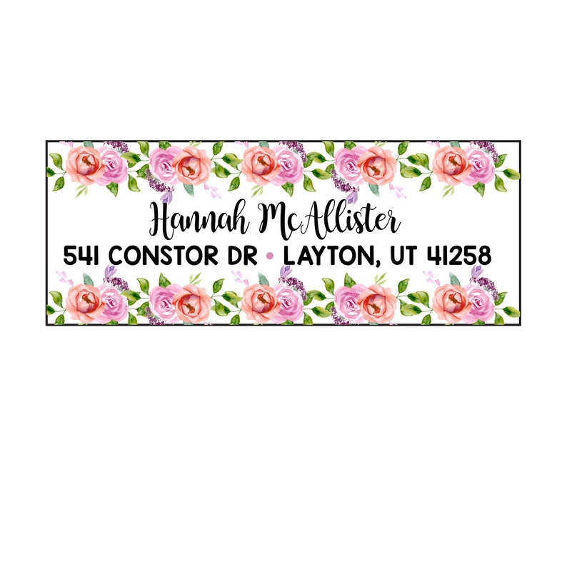 Custom Address Labels, Floral Return Address Labels, Mailing Stickers, Watercolor Rose Stickers image 1