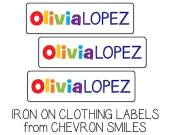 Iron On Clothing Labels, Iron-On Name Labels, Personalized Fabric Labels for Camp, Name labels for Daycare Girl