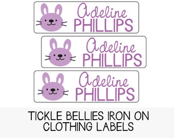 65 White Iron-on Fabric Labels, Iron on Clothing Labels, Kids Clothing Labels, Custom Clothing Labels, Laundry Safe, Boy or Girl