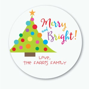 Christmas Tree Stickers, Custom Holiday Gift Tags, Name Labels Personalized Christmas Labels
