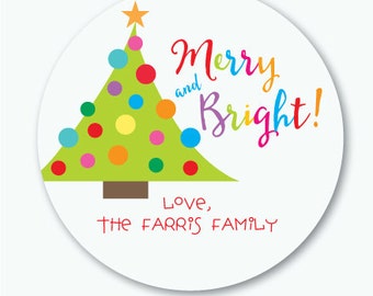 Christmas Tree Stickers, Custom Holiday Gift Tags, Name Labels Personalized Christmas Labels