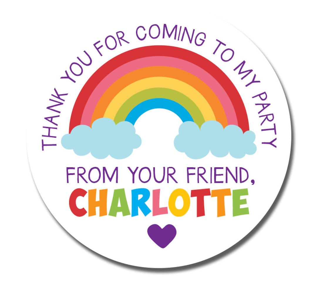 Personalized Birthday Stickers, Rainbow Happy Birthday, Thank You