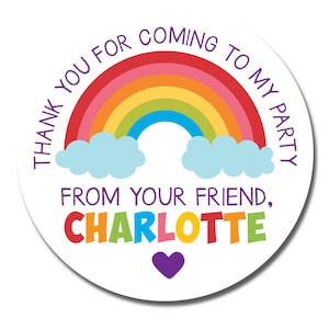 Personalized Birthday Stickers, Rainbow Happy Birthday,  Thank You Stickers, Goody Bag Party Stickers, Rainbow Birthday