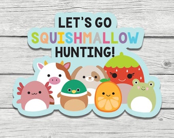Squishmallow Laptop Decal, Let's Go Squishmallow Hunting, Squish Sticker Waterproof