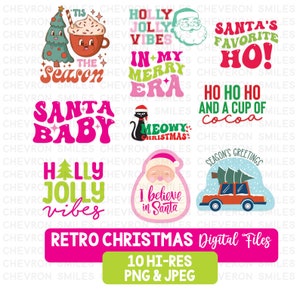 Retro Christmas png jpeg Bundle, Pink Christmas Digital Files, Holiday png, Sublimation Download Digital Files, Holly Jolly, Christmas Era