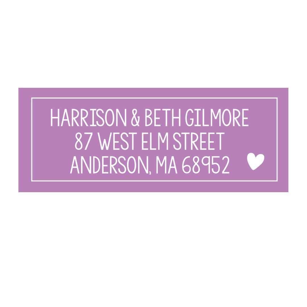 Purple Heart Address Labels, Personalized Return Address Labels