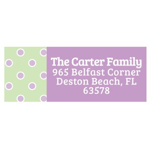 Personalized Return Address Labels, 60 Polka Dot Mailing Labels, Mint and Lavender