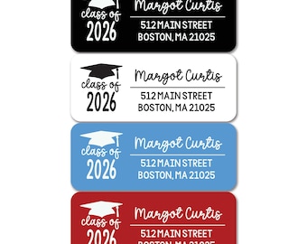 Class of 2026 Graduation Address Labels, Personalized Mailing Stickers For High School College Grads