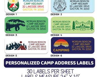 Boy Camp Address Labels / Summer Camp Mailing Stickers / Camping Return Address Labels / Personalized / Lake Life /Adventure /Kayaking