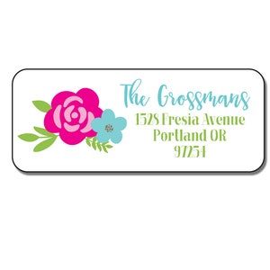 Floral Address Labels, Personalized Return Mailing Labels, Flower Address Stickers