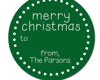 Personalized Christmas Gift Stickers for Presents, Baked Goods and Holiday Gifts | Merry Christmas Round Christmas Stickers
