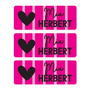 Herz Namensetiketten, Personalisierte Etiketten für Kindertagesstätten, Personalisierte Spülmaschinenfest schultümliche Etiketten, trendige Herz-Namensetiketten für Mädchen