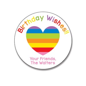 Rainbow Heart Stickers, Personalized Gift Sticker, Stickers for Birthday, Birthday Favor Sticker, Rainbow Stickers, Kid Gift Sticker