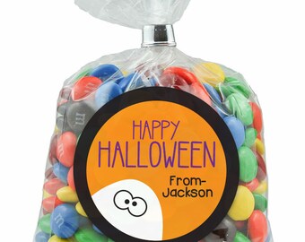 Custom Halloween Stickers, Classroom Treat Bag Stickers for Halloween, Ghost Stickers