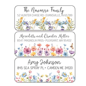 Custom Return Address Label | Floral Personalized Mailing Labels | Personalized | Spring Flowers | Set of 60 Stickers | 3 Designs