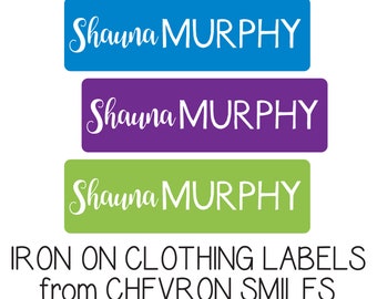 65 Iron on Clothing Labels | Personalized Iron on Clothes Tags | Daycare Name Labels | Pre Cut Labels | Girl Clothing Tag Labels