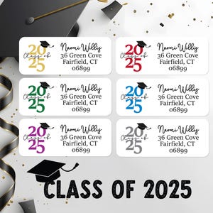 Class of 2024 Graduation Address Labels | Personalized High School, College, Grad School Return Mailing Labels, Graduation Announcement