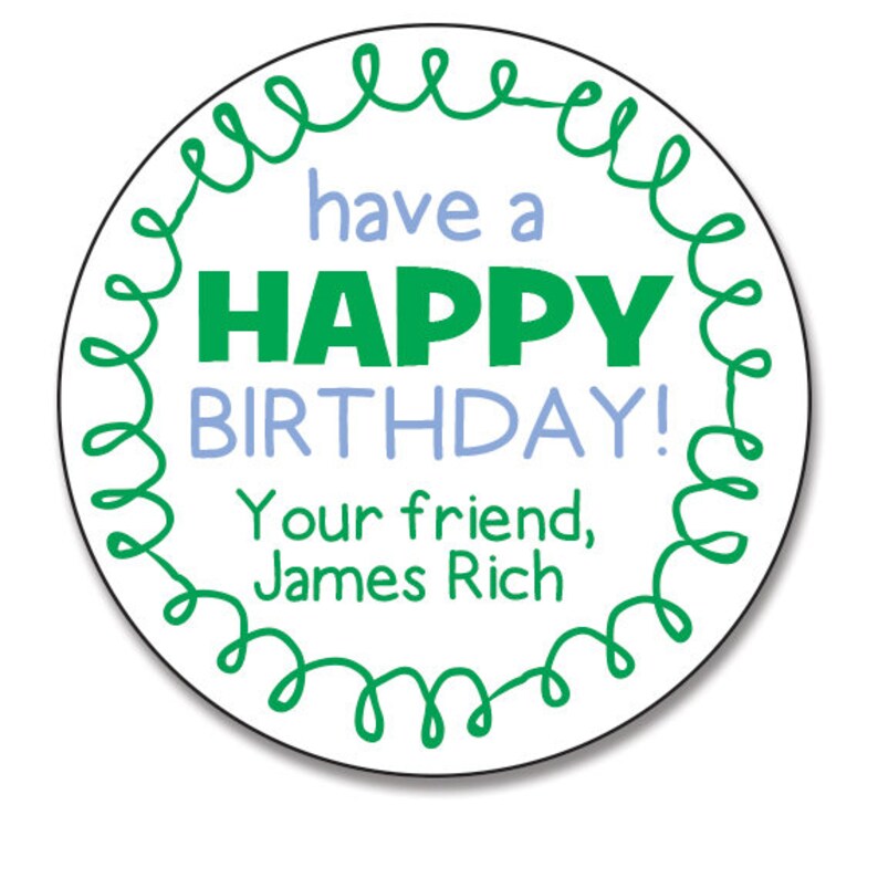 Personalized Birthday Gift Stickers, Boy Birthday, Blue and Green