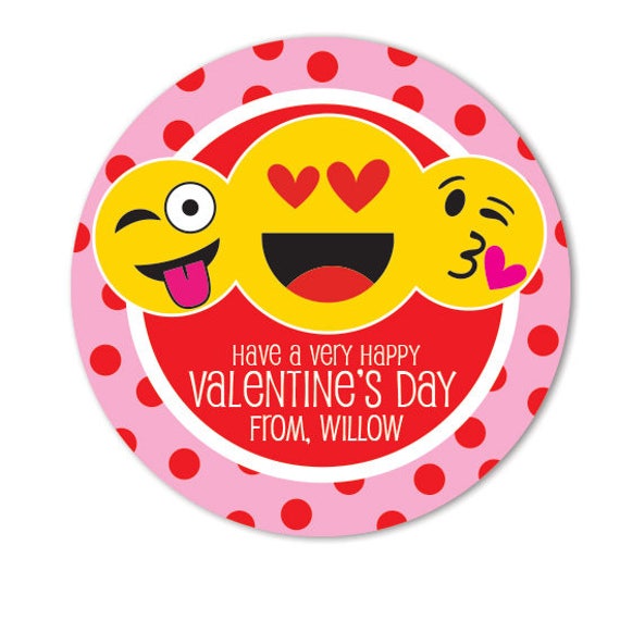 Valentine Day Stickers, Personalized Valentine Favor Gift Tags, Emoji  Stickers, Kids Valentines 