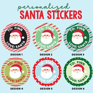 De adesivos de presente de Natal do Papai Noel, etiquetas personalizadas do Papai Noel, etiquetas de presente de Natal para crianças, adesivos de presente do North Pole Express, fofos