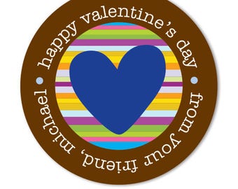 Personalisierte Valentinstag Geschenkaufkleber, Kinder Klassenzimmer Tasche Etiketten, Valentinstag Geschenkanhänger, blaues Herz