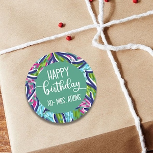Custom Birthday Stickers, Elegant Floral Gift Labels, Personalized birthday stickers, Pretty Gift Stickers for Birthday, Happy Birthday