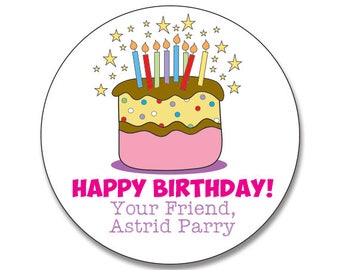 Birthday Gift Stickers for Party Favors, Round Gift Labels for Birthday, Personalized Birthday Labels