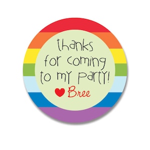 Birthday Stickers, Personalized Gift Sticker, Rainbow Stickers for Birthday, Thanks for coming to my Party Stickers