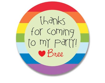 Birthday Stickers, Personalized Gift Sticker, Rainbow Stickers for Birthday, Thanks for coming to my Party Stickers