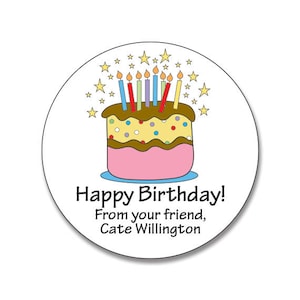 Birthday Cake Stickers, Personalized Birthday Gift Tags, Custom Birthday Tags, Personalized Birthday Stickers, Colorful Birthday Stickers