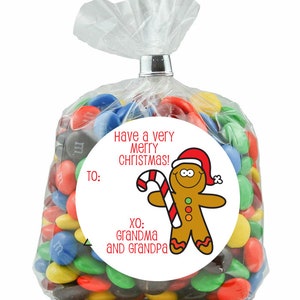Personalized Christmas Stickers, Gingerbread Holiday Gift Tag, To and From Labels,  Baked Good Food Tag