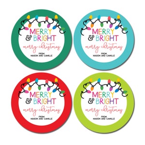 Christmas Gift Stickers, Christmas Tree Lights, Holiday Gift Labels, Personalized Holiday Stickers