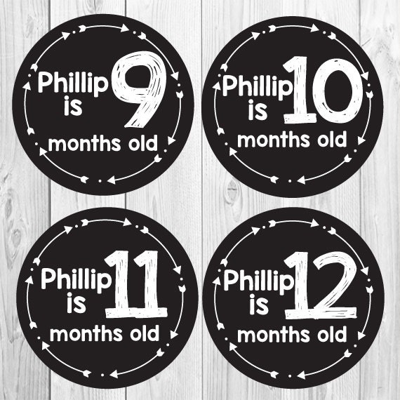 boy personalized monthly stickers baby monthly stickers etsy