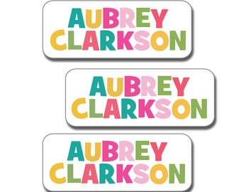 30 Waterproof Name Labels for Girls, School, Daycare and Camp Labels - Personalized and Custom with Name for kids