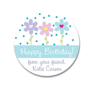Flower Birthday Stickers, Kids Birthday Stickers, Personalized Gift Stickers, Birthday Favor Stickers, Sticker Girls, Custom Labels Gifts