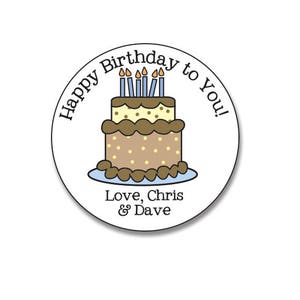 Birthday Cake Labels, Gift Stickers for Birthday Present, Birthday Treat Bags, Birthday Favor Tags, Personalized