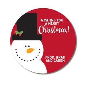 Schneemann Weihnachtsgeschenk Sticker | Personalisierte Backwaren Sticker | Weihnachtsgeschenk Etiketten und Anhänger