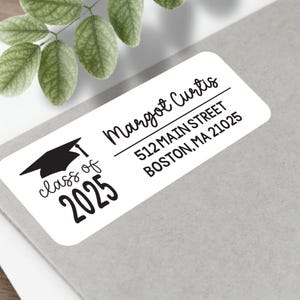 Custom 2025 Graduation Address Labels for Invites and Announcement | Choose School Colors | High Quality Mailing Stickers Personalized