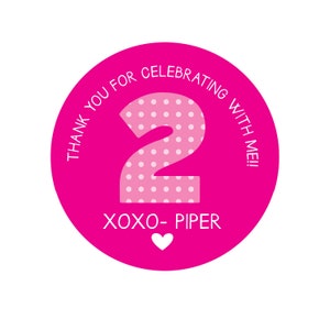 Girl Age Birthday Sticker,  Personalized Birthday Gift Sticker for Goody Bags and Favors, Thank You for Coming, Pink Polkadots, Any Age