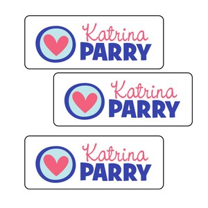 Custom Waterproof School Stickers, Name Labels for School Supplies, Dishwasher Safe Labels, 30 Heart Design Name Labels