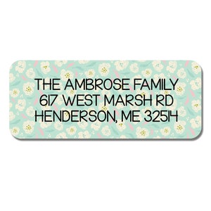 Pretty Floral Return Address Labels | 30 Matte Finish Address Labels for Mailers, Stationery, Envelope Seals | Personalized Name Labels