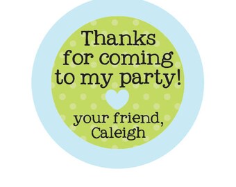 Thank You for Coming Sticker, Birthday Party Stickers, Any Color, Thank You Sticker
