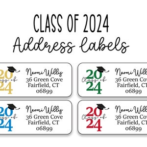 Class of 2024 Graduation Address Labels | Personalized High School, College, Grad School Return Mailing Labels, Graduation Announcement
