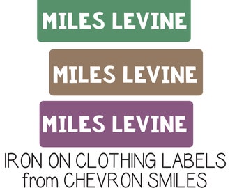 65 Boy Iron On Clothing Labels,  Personalized Fabric Labels for Camp, Name labels for Daycare, Clothing Tags, Custom Clothing Stickers