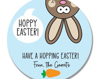 Bunny Stickers for Easter, Custom Easter Gift Stickers for Kids Party Favor Bags, Easter Goody Bag Labels, Chocolate Easter Bunny Tags