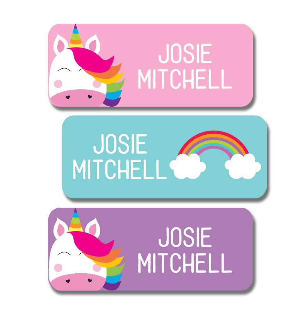 Name Labels for Kids, 64 Count- Write on or Personalized Name Stickers  Waterproof Labels for School Supplies, Daycare Labels, Easy to Apply,  Dishwasher Safe Labels (Train 2)