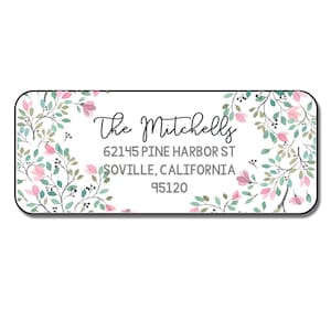 Personalized Floral Return Address Labels, Watercolor Floral Address Stickers, Custom Labels, Pretty Floral Mailing Labels